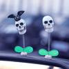 Halloween Car Shaking Skull Ornament Automotive Dashboard Center Console Bat Skull Decoration Accessories Funny Gift Ornaments
