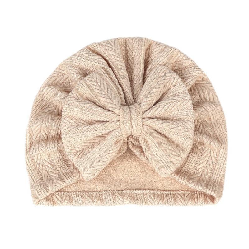 New baby hat baby hat elastic jacquard Indian hat bow windproof children's hat knitted pullover hat