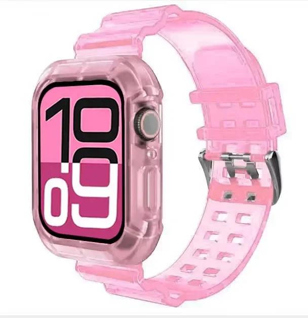 

Чехол+Ремешок для Apple Watch Band 46мм 40мм 45мм 41мм 42мм 38мм Аксессуары Прозрачный Силиконовый Браслет iWatch series 10 9 8 6 7 38 40 41mm