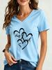 Funny Love 3D Print Women's T-Shirts Fashion V-neck Short Sleeve Tops Daily Casual Girl T shirt Summer Loose Tee Ladies Clothing
