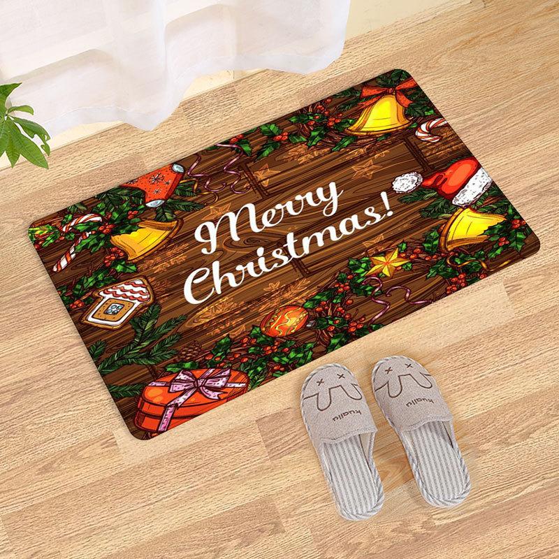 

Christmas Carpet Mat Gold Bells Gingerbread Rug Pine Cones Candy Cane Boxes Non-Slip Home Decoration Merry Christmas Floor Mats 40X60CM