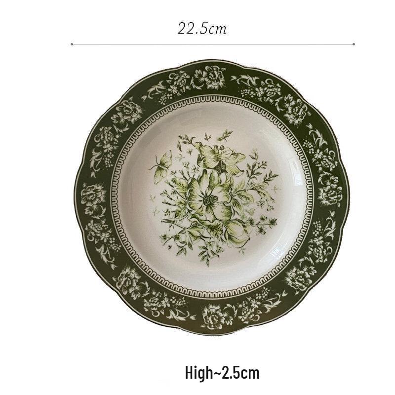 French Retro Embossed Ceramic Dinner Plate