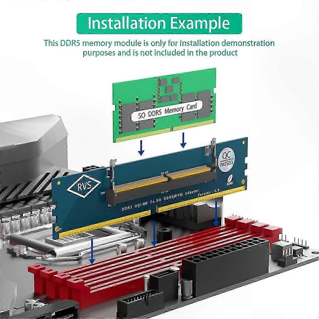 Laptop DDR5 RAM To Desktop SO-DIMM Adapter Card, Memory Tester for DDR5 SO-DIMM To U-DIMM Conversion