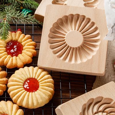 Cookie Mold 3D Clear Texture DIY Wooden Biscuit Mold Easy To Use Non-stick Baking Mold for Home Kitchen
