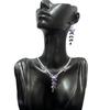 Super Flash Zircon Butterfly Tassel Earrings Necklace Set Temperament Collarbone Chain High-End Wedding Accessories