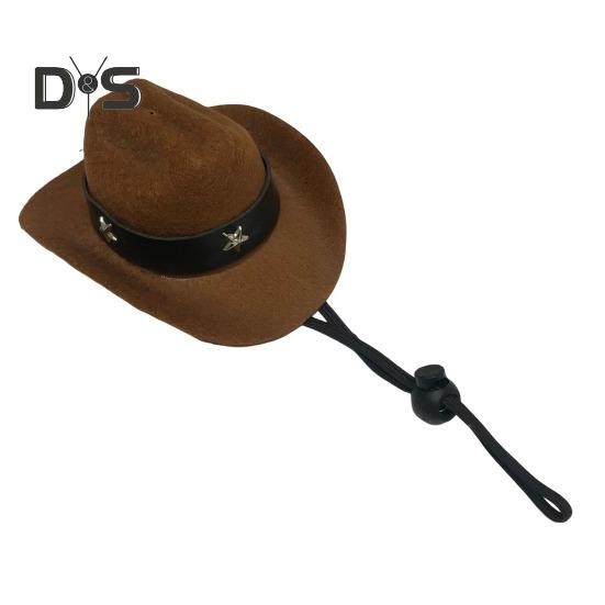 

Шляпа ковбоя для питомца, регулируемый мини-костюм ковбоя с ремешком на подбородке для вечеринок на Хэллоуин, Рождество S коричневый