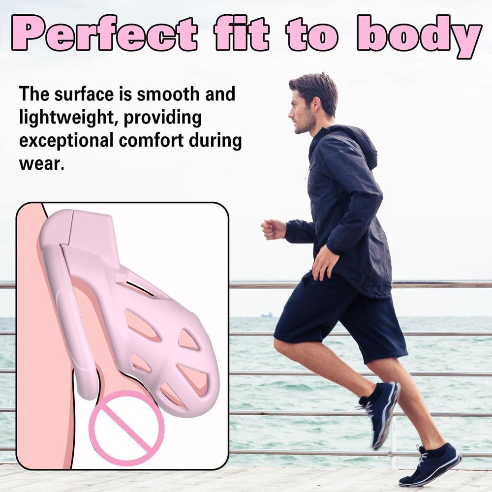 Pink Male Chastity Cage Lock Penis Device Kit Chicken Vacuum Design Penis Ring Cock Ring Penis Exerciser Male Sex Toys