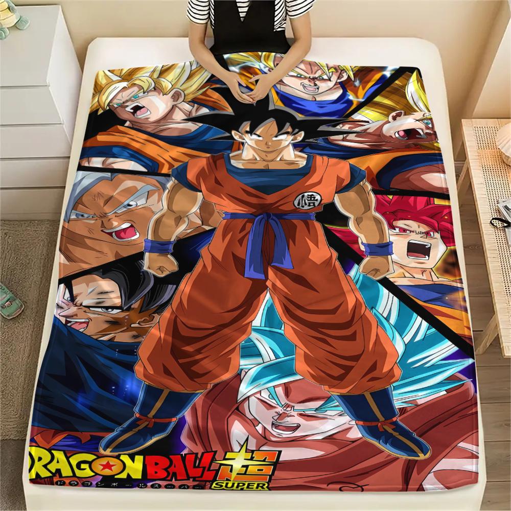 Dragon Ball Charaktere Druck Flanelldecke, Hohe Qualität, Bequem für Alle Jahreszeiten, Heimdekoration, Wärme und Komfort, Perfekt für Weihnachtsgeschenke