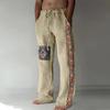 Herren Sommer Strandhose mit Kordelzug, Ethno-inspiriert, lässiger gerader Schnitt, lange Ausführung