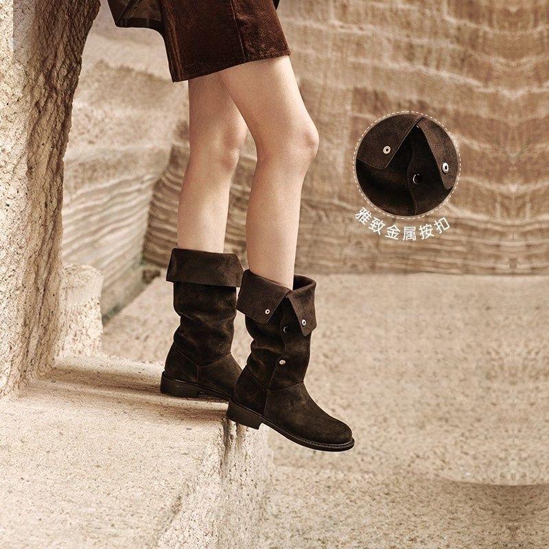 Women's Versatile Retro High-Top Western Cowboy Boots: Slimming, Long, Stylish Winter Equestrian Boots.