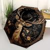 Elegant Stag Portrait Wall Art Decor Umbrella, Cute Umbrella with Cute Design, Portable 3-Fold Compact Umbrella for Men & Women, Valentine's Day Mothe