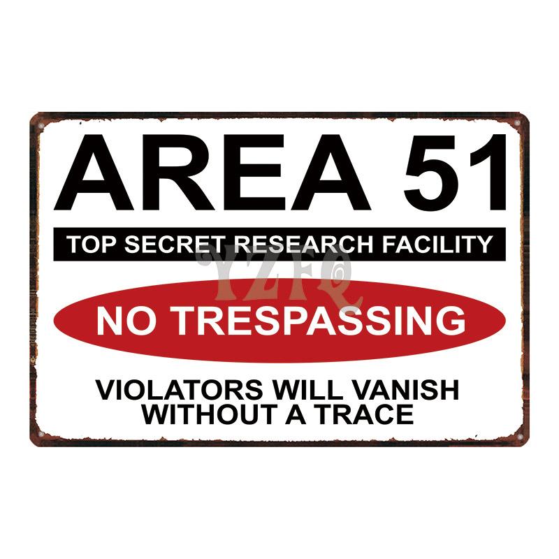 Area 51 Warninng No Trespassing  Retro Metal Sign  Wall kitchen  Home Art Vintage Decor Metal Poster 30X20CM DU-2853
