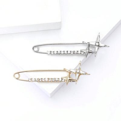 New Light Luxury Alloy Water Diamond Cross Star Pins Exquisite Versatile Women's Suit Coat Chest Flower Jewelry Pin