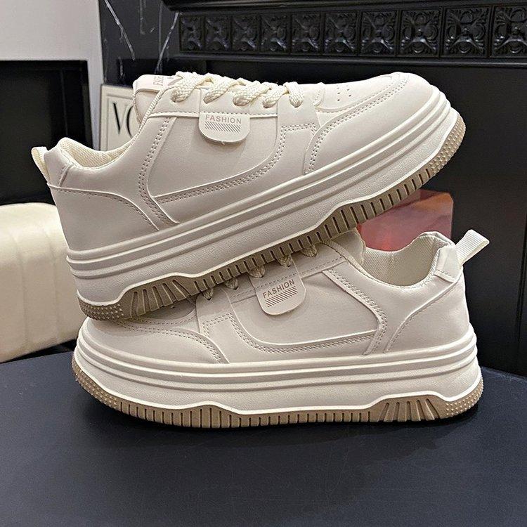 Autumn and Winter New Thick-soled Round Head Color Matching Casual Shoes College Style Lace-up Versatile Sports Little White Shoes Women