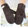 Winter Warm Sheepskin Fur Mittens Men's Thickened Windproof and Cold-Proof Wool Lining Plus Fertilizer Increase Leather Gloves
