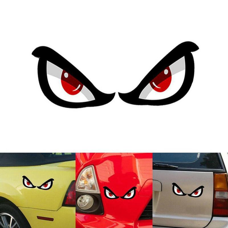 3D Angry Red Eyes Modeling Car Sticker Car Decorative Accessories Sunscreen Waterproof Sticker Motorbike Helmet Reflective Decal