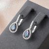 Drop Shape Colorful Zircon Silver Color Earrings Full Inlay Sparkling White Zircon Party Wedding Luxury Jewelry