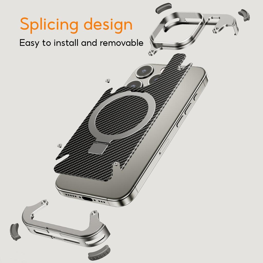Frameless Case for iPhone 15 Pro 15Plus Compatible Magsafe Magnetic Stand Military-Grade Shockproof Protective Phone Cover