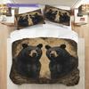 Black Bear Pattern Bedding Quilt Set Quilt Cover Pillowcase Home Decoration Birthday Gift (1 * duvet cover + 2 * pillowcase, without core)