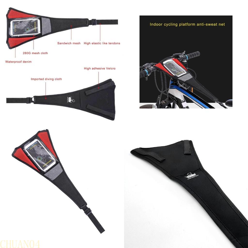 A1A2 Protector Cover Bike Frame Sweat Guard with Touch Screens Phone Pouch for Bike Trainer Indoor Cycling Training Sweat Net