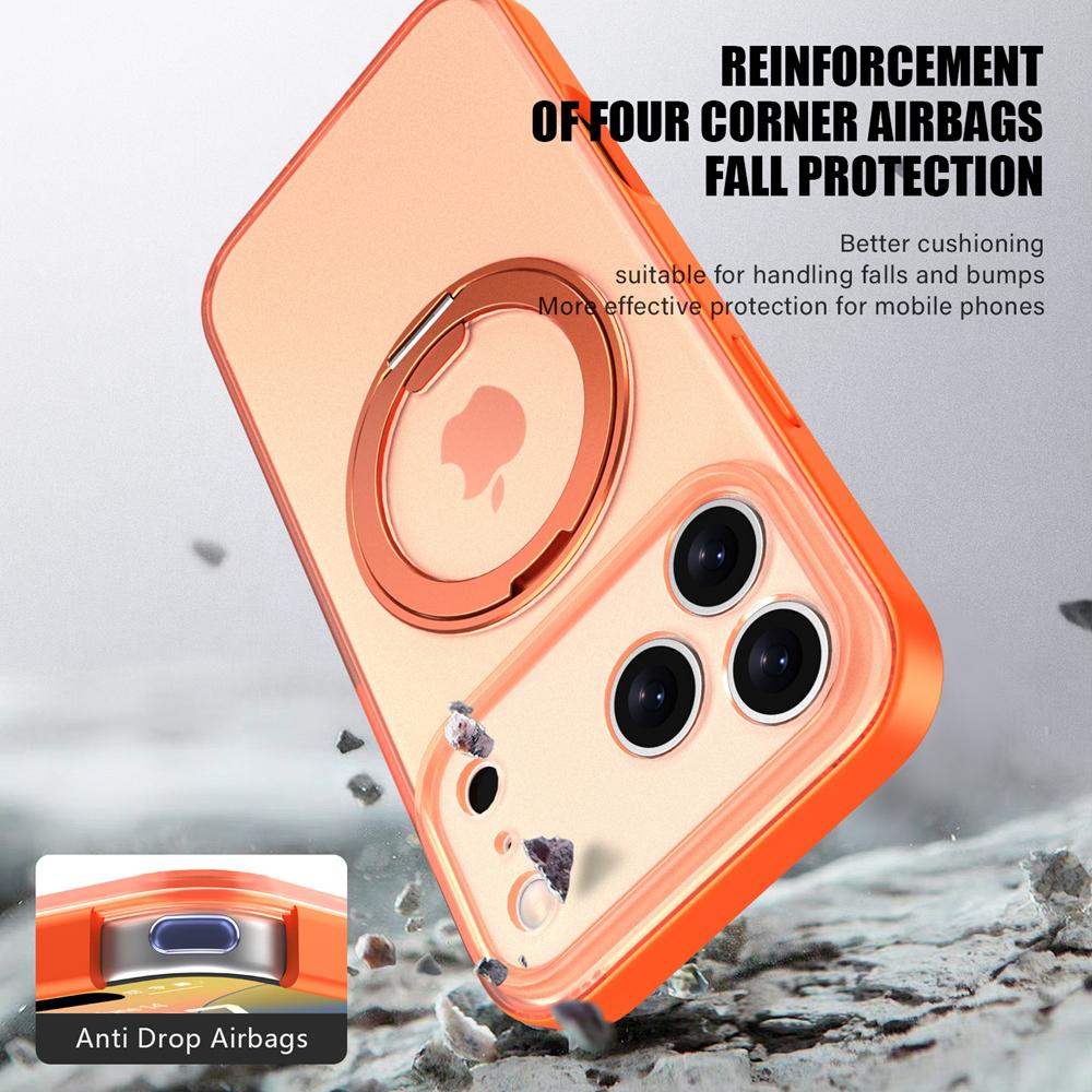 KEYSION 360° Rotating Magnetic Ring Stand Case for MagSafe for iPhone 17 Pro Max 17 Air Matte Transparent Shockproof Phone Cover