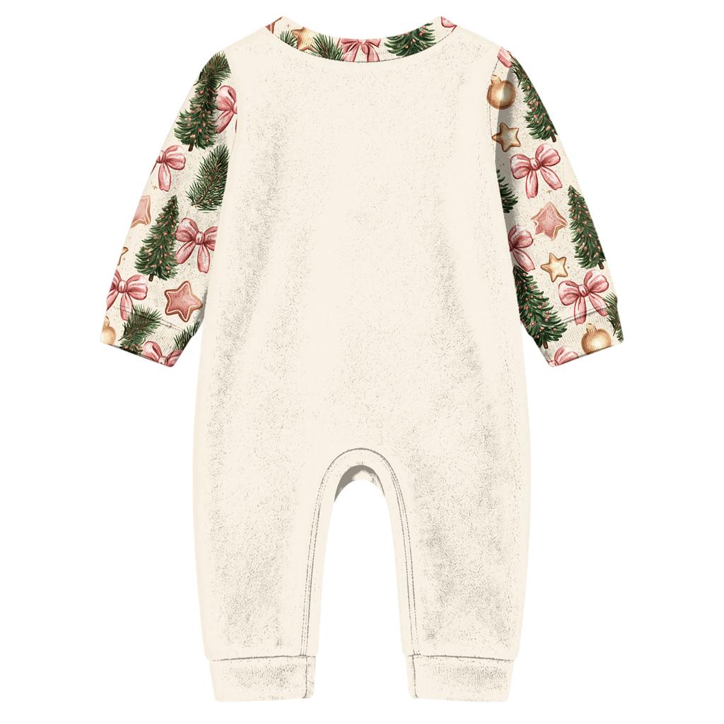 Matching Family Christmas Print Pajamas Set Long Sleeve Top and Pants Loungewear for Adults and Kids