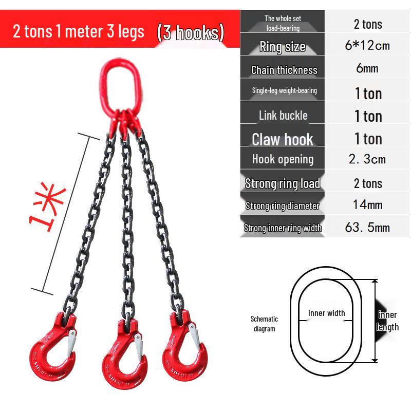 Complete Lifting Chain Sling with Hooks for Mining and Rigging