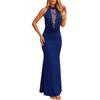 Women's Spring 2026 Lace Patchwork Backless Split Halter Dress