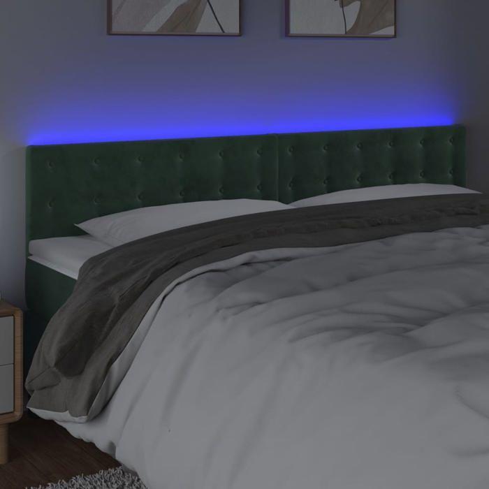 VidaXL Tête de Lit à LED Meuble de Chambre à Coucher Accessoire de Lit Double Tête de Cadre de Lit Intérieur Vert Foncé 3122109