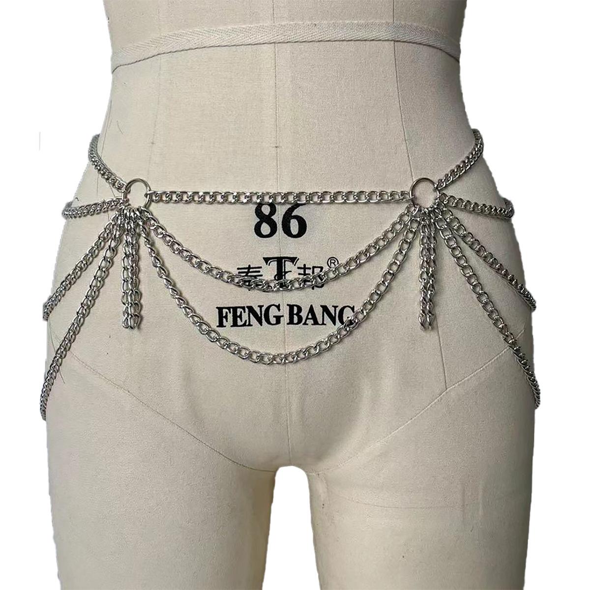 

Accessories, simple and fashionable geometric popular waist accessories, sexy U-shaped fringed chain waist chain for women срібний