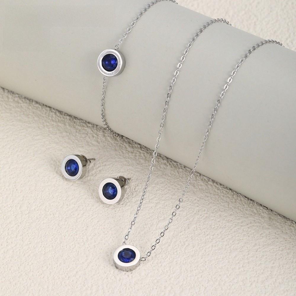 Coloful Stainless Steel Bracelet Waterproof Necklace Earrings Set Moissanite Bracelet for Women 7