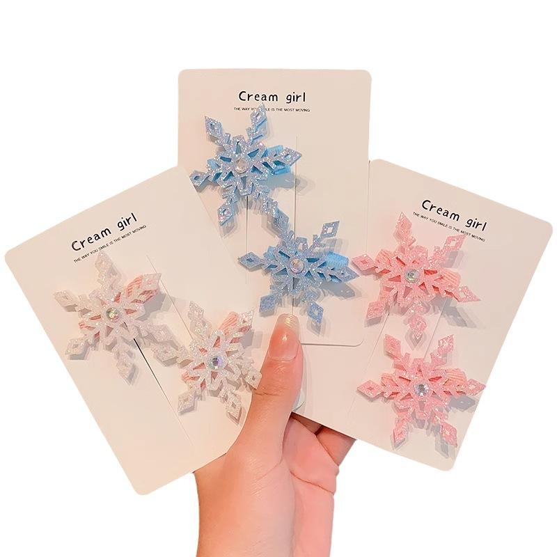Sneeuw Sneeuw Haarkaart Nieuwe kinderhaarclip Elsa Prinses Haaraccessoires Meisjes zijclip Kleine meisjesclip