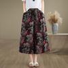 Ethnic Style Ice Silk Floral Wide Leg Pants Summer Loose Casual Seven Quarter Straight Leg Pants