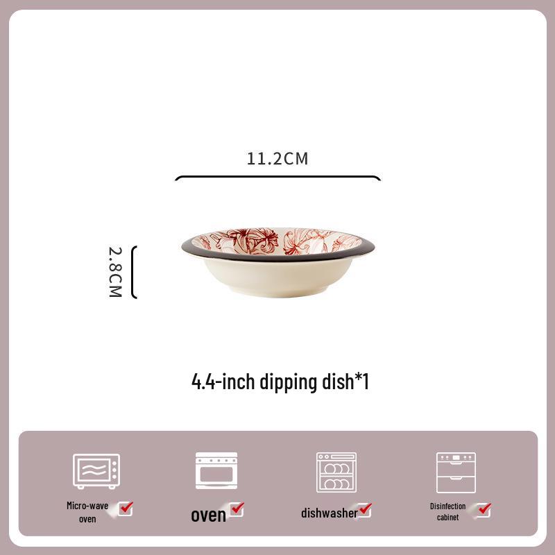 2026 Retro Flower Joy Ceramic Rice Bowl & Plate Set