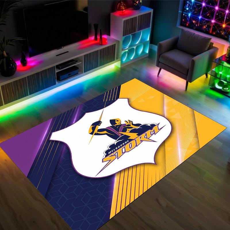 Melbourne Storm Design Crystal Velvet Carpet Cozy Non?Slip Printed Rug For Bedroom Living Room Entrance