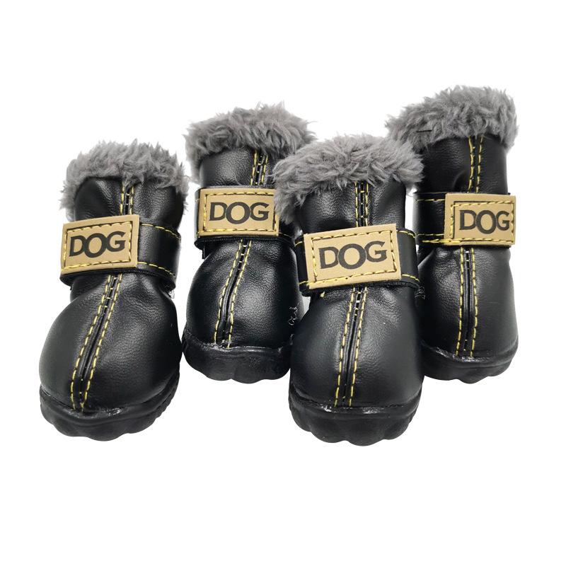 Pet Dog Shoes Winter Super Warm 4pcs/set Dog Boots Leather Anti Slip XS XXL Shoes for Small Dog Pet Product Chihuahua Waterproof