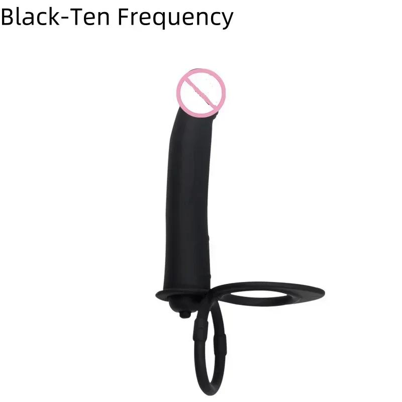 Doppelpenetration 10 Frequenzen Dildo Ring Analplug Po G-Punkt Vibrator Doppelring Lock Essence Analplug Sexspielzeug für Erwachsene