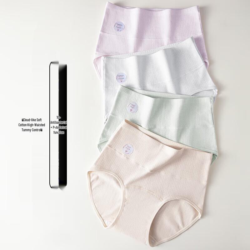 

MaoRen Women s High-Waist Light Tummy Control 100% Cotton Antibacterial Briefs L