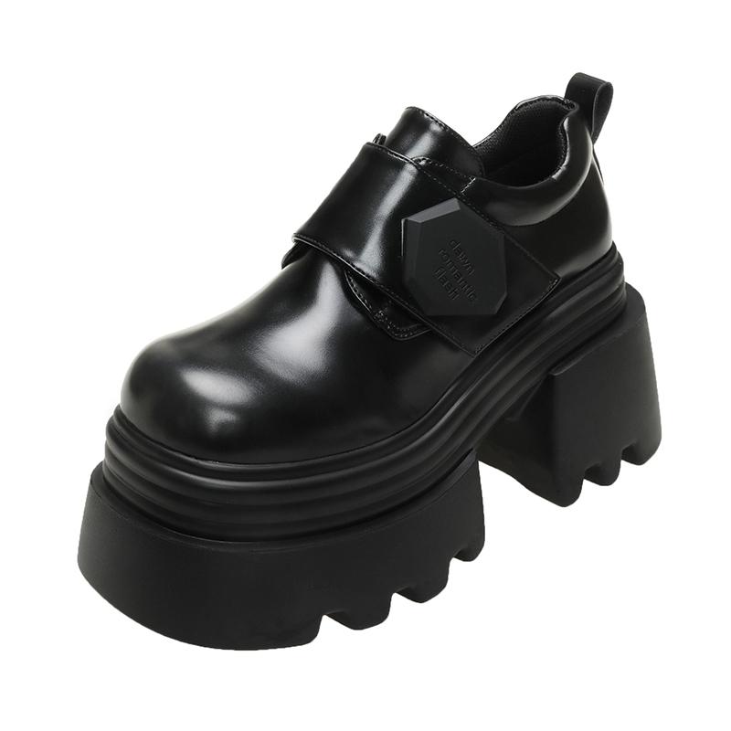 Fashion 10cm Synthetic Leather Comfy Platform Wedge Pumps Chunky Sneaker High Brand Spring Autumn Casual Shoe British Style Chunky Shoes
