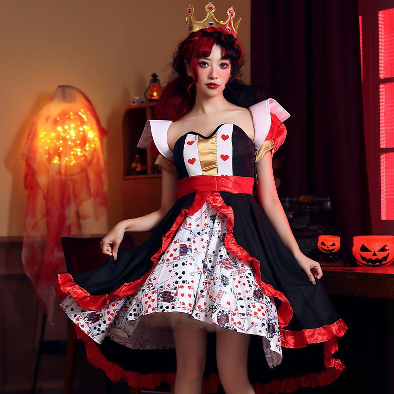 Alice In Wonderland The Red Queen Halloween Dress With Spandex Blend For Theatrical Stage Performance Female
