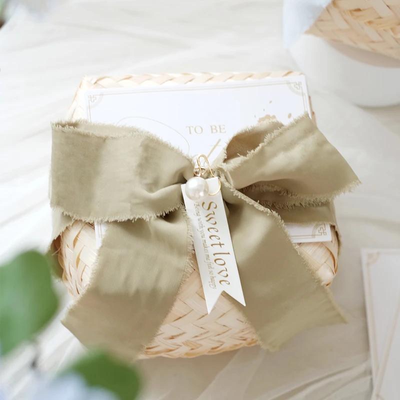 Handmade Bamboo Weaving Gift Box Bridesmaid Wedding Candy Packaging Baby Shower Favors Party Supplies Wholesale