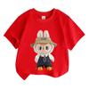 Labubu Children's T-shirt Cute Monster Cartoon Girl Round Neck Short Sleeved T-shirt Fashionable Versatile Style Top