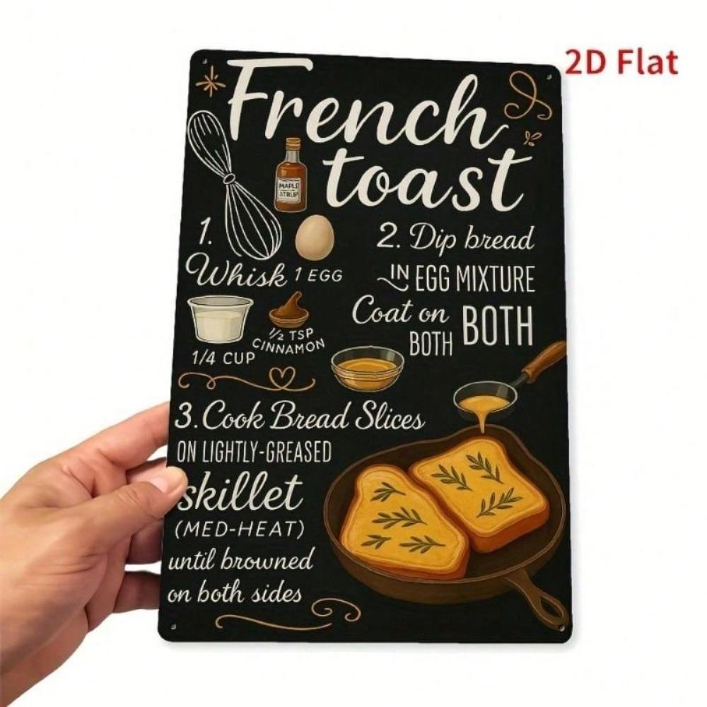 Vintage French Toast Recipe Metal Sign Retro Kitchen Wall Decor