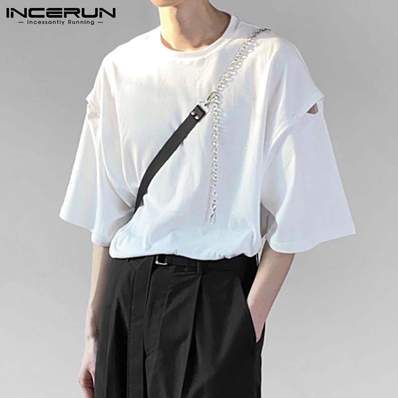 

INCERUN Лето Мужчины Выдолбленный вырез Клубная одежда Короткие рукава Однотонные топы хиппи