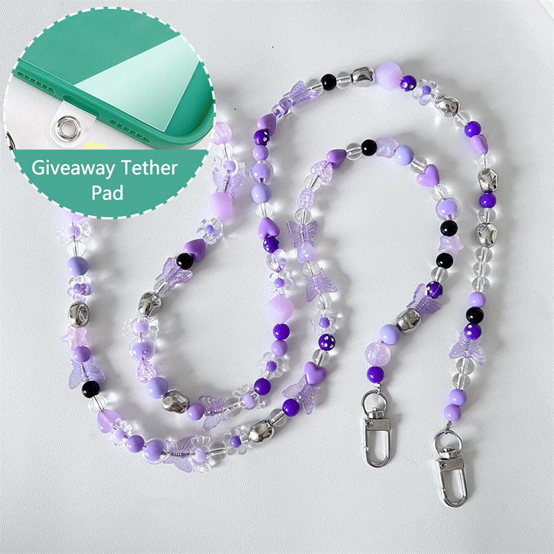 Crossbody Long  Beaded Mobile Phone Hanging Chain Phone Case Lanyard Anti-Loss Rope With Clip Bag Pendants For Iphone