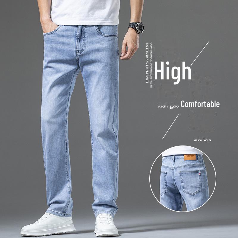 Hellblaue Loose Straight Jeans für Herren – Trendy Frühlings-/Sommermode, Freizeithose