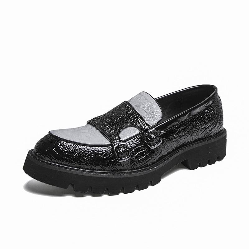 Men s Height-Boosting Leather Loafers: Casual Thick-Soled Slip-On Moccasins 45