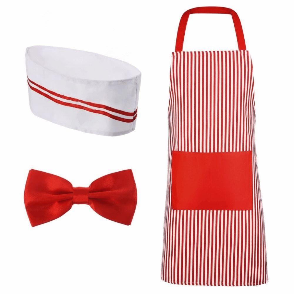 Polyester Chef Apron Striped Pattern Chef Costume Set Fashion Costume Apron Optional Accessories