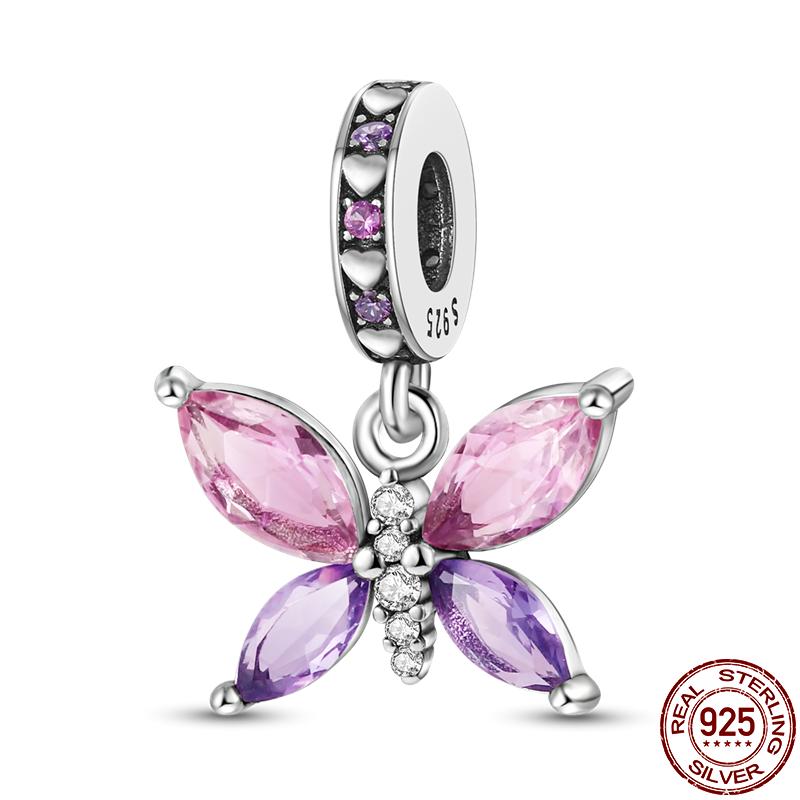 Genuine Copper Butterfly Zircon Series Pendant Jewelry Piece Fit 3Mm Pan Bracelet DIY Style Charm For Women Jewelry Stylish Gift
