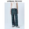 UR Women's Spliced Drawstring Plaid Straight Leg Pants